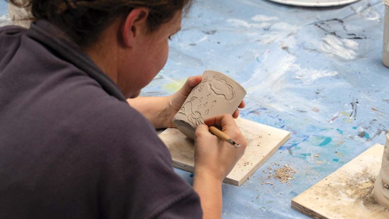 Therapeutic clay-making art class at Upstate Warrior Solution in Greenville.