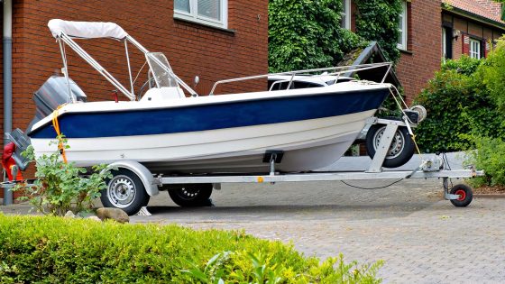 boat in driveway