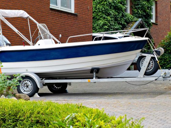 boat in driveway