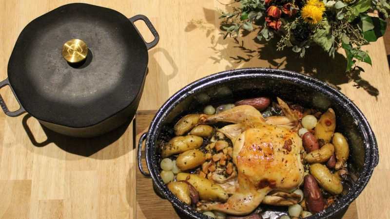 Poulet 'cocotte grand-mère,' as explained by Table 301's executive chef, Nico Abello.